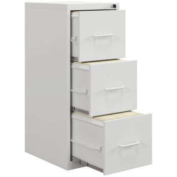 Homcom Three-drawer Modern Steel Filing Cabinet - White