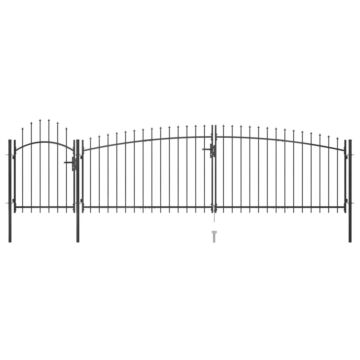 Vidaxl Garden Fence Gate With Spear Top 5x1.75 M Black