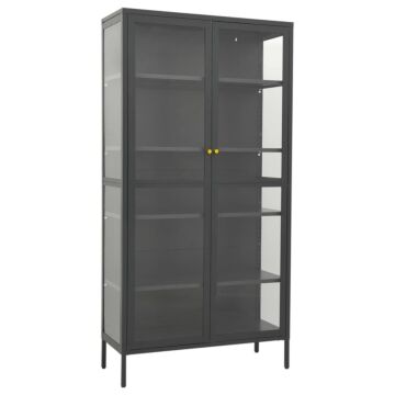Vidaxl Display Cabinet Anthracite 90x40x180 Cm Steel And Tempered Glass