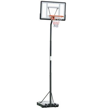 Homcom Basketball Hoop Freestanding 255-305cm Hoop Height Adjustable Stand With Backboard Wheels For Teens Adults Black