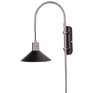 Wall Lamp Black Silver Steel 1 Light Lighting Cone Shade Modern Industrial Living Room Bedroom Beliani