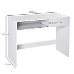 Homcom Computer Desk, Work Desk Table Study With Shelf Drawer, Study Table Storage Compartment, Writing Station Display Stylish Storage, White