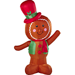 Outdoor Led Christmas Inflatable Brown Fabric Gingerbread Man Figure Garden Decoration Pre Lit Beliani