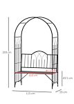 Outsunny Garden Metal Arch Bench Outdoor Patio Rose Trellis Arbour Pergola For Climbing Plant Antique Style 2-seater Chair, Black