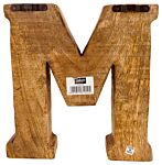 Hand Carved Wooden Geometric Letter M