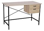 Loft Home Office 2 Drawer Desk With Oak Effect And Grey Metal Legs
