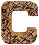 Hand Carved Wooden Geometric Letter C