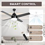 Homcom Ceiling Fan With Led Light, Flush Mount Ceiling Fan Lights With Reversible Blades, Remote, Black And Walnut Brown