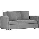 Homcom 2 Seater Sofa Bed, Convertible Bed Settee, Modern Fabric Loveseat Sofa Couch W/ Cushions, Hidden Storage For Guest Room, Light Grey