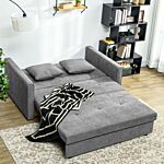 Homcom 2 Seater Sofa Bed, Convertible Bed Settee, Modern Fabric Loveseat Sofa Couch W/ Cushions, Hidden Storage For Guest Room, Light Grey