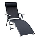 Outsunny Texteline Sun Lounger Recliner Chair Patio Foldable Garden 5 Levels Black