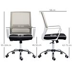 Vinsetto Ergonomic Desk Chair Mesh Office Chair With Adjustable Height Armrest And 360° Swivel Castor Wheels Black
