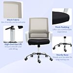 Vinsetto Ergonomic Desk Chair Mesh Office Chair With Adjustable Height Armrest And 360° Swivel Castor Wheels Black