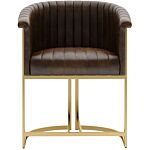 Leather Chair - Brown With Gold Metal
