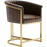 Leather Chair - Brown With Gold Metal