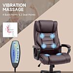 Vinsetto High Back Executive Office Chair 6- Point Vibration Massage Extra Padded Swivel Ergonomic Tilt Desk Seat, Brown