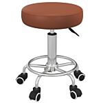 Vinsetto Pu Leather Rolling Stool, Height Adjustable Stool Chair With Wheels For Salon, Massage, Spa, Brown