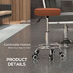 Vinsetto Pu Leather Rolling Stool, Height Adjustable Stool Chair With Wheels For Salon, Massage, Spa, Brown