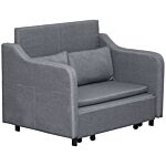 Homcom 2 Seater Sofa Bed, Pull Out Sofa Bed With Pillows And Side Pockets, Convertible Sleeper Couch For Living Room, Grey