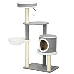 Pawhut Cat Tree For Indoor Cats, Cat Tower With Scratching Posts, Multi-level Kitten Climbing Tower, 124cm