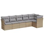 Vidaxl 6 Piece Garden Sofa Set With Cushions Beige Poly Rattan