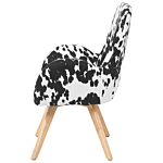 Lounge Chair Black And White Fabric Upholstery Cow Print Modern Club Chair With Armrests Wooden Legs Beliani