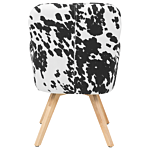 Lounge Chair Black And White Fabric Upholstery Cow Print Modern Club Chair With Armrests Wooden Legs Beliani