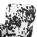 Lounge Chair Black And White Fabric Upholstery Cow Print Modern Club Chair With Armrests Wooden Legs Beliani