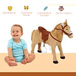 Homcom Childrens Plush Rocking Pony W/sound-beige