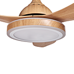 Ceiling Fan With Light Ventilator Brown Synthetic Material Metal 3 Blades Remote Control Wood Grain Effect Minimalist Design Beliani