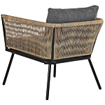 Bistro Set Brown Grey Pe Rattan Detachable Pillows Coffee Table Outdoor Garden Beliani