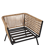 Bistro Set Brown Grey Pe Rattan Detachable Pillows Coffee Table Outdoor Garden Beliani