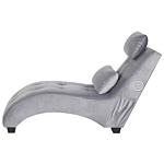 Chaise Longue Grey Velvet Inbuilt Bluetooth Speaker Usb Charger Modern Design Curved Living Room Beliani