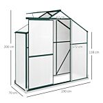 Outsunny 6 X 2.5ft Polycarbonate Greenhouse Walk-in Green House With Rain Gutter, Sliding Door, Window, Foundation, Green