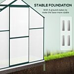 Outsunny 6 X 2.5ft Polycarbonate Greenhouse Walk-in Green House With Rain Gutter, Sliding Door, Window, Foundation, Green