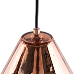 Hanging Light Pendant Lamp Copper High Gloss Shade Geometric Cone Industrial Design Beliani