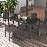 Outsunny Garden Dining Table, Outdoor Dining Table For 6 With Tempered Glass Top And Aluminium Frame For Patio, Grey