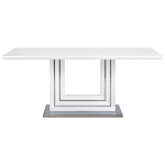 Dining Table White Mdf 180 X 90 Cm High-gloss Steel Base Living Room Modern Design Beliani