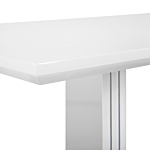 Dining Table White Mdf 180 X 90 Cm High-gloss Steel Base Living Room Modern Design Beliani