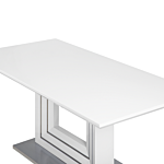 Dining Table White Mdf 180 X 90 Cm High-gloss Steel Base Living Room Modern Design Beliani