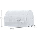 Outsunny 3 X 3 X 2 M Polytunnel Greenhouse, Walk In Pollytunnel Tent With Steel Frame, Reinforced Cover Zippered Door 6 Windows For Garden White