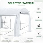 Outsunny 3 X 3 X 2 M Polytunnel Greenhouse, Walk In Pollytunnel Tent With Steel Frame, Reinforced Cover Zippered Door 6 Windows For Garden White