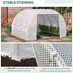 Outsunny 3 X 3 X 2 M Polytunnel Greenhouse, Walk In Pollytunnel Tent With Steel Frame, Reinforced Cover Zippered Door 6 Windows For Garden White