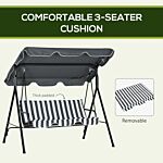 Outsunny 3-seat Swing Chair Garden Swing Seat With Adjustable Canopy For Patio, Grey And White