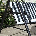 Outsunny 3-seat Swing Chair Garden Swing Seat With Adjustable Canopy For Patio, Grey And White