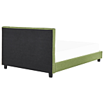 Eu Super King Size Bed Green Fabric 6ft Upholstered Frame Buttoned Headrest Beliani