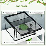 Pawhut 30 X 30 X 20 Cm Reptile Glass Terrarium, Reptile Breeding Tank, Climbing Pet Glass Containers, Arboreal Box, With Strip Patch Thermometer-black