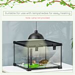 Pawhut 30 X 30 X 20 Cm Reptile Glass Terrarium, Reptile Breeding Tank, Climbing Pet Glass Containers, Arboreal Box, With Strip Patch Thermometer-black