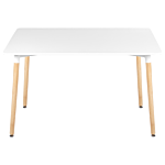 Dining Table White Wooden Legs 120 X 80 Cm Rectangular Scandinavian Style Beliani