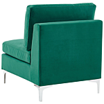 Left Hand Modular Corner Sofa Green Velvet 4 Seater With Ottoman L-shaped Silver Metal Legs Glamour Style Beliani